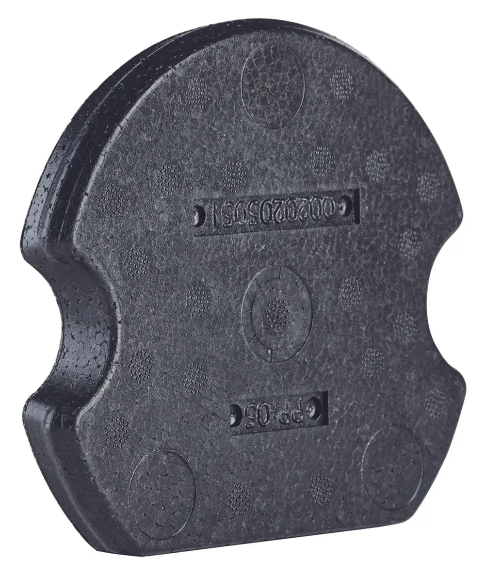 Isolierkappe von Vaillant, aus schwarzem Material, mit gewellter Oberfläche und zwei seitlichen Vertiefungen. Geeignet für Wandhalter.